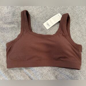 Brown CRZ Yoga Ribbed Sports Bra